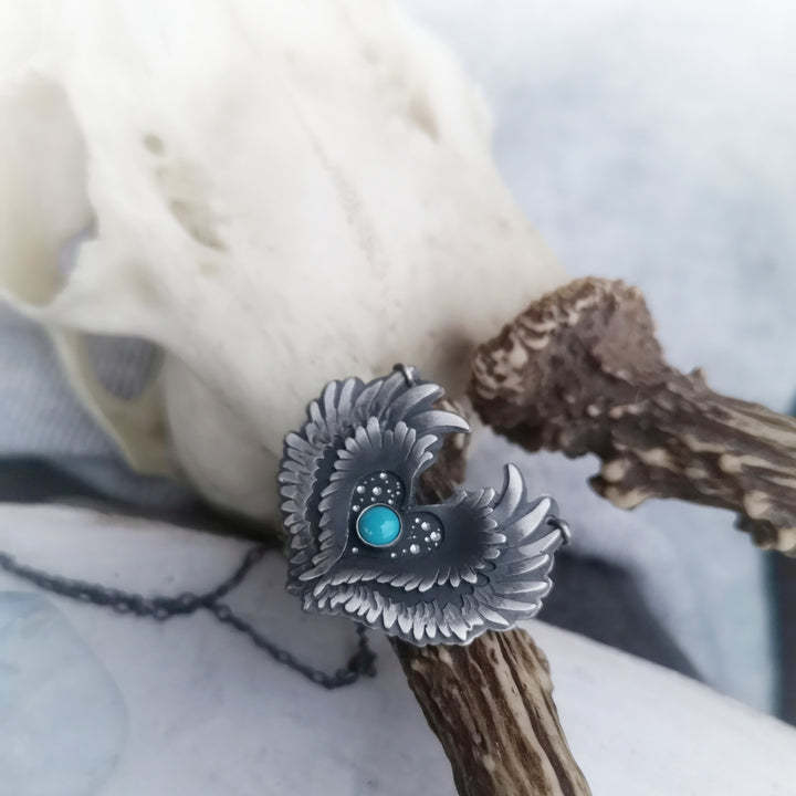 Wholesale Bohemian Angel Wings Love Green Stone Pendant Necklaces